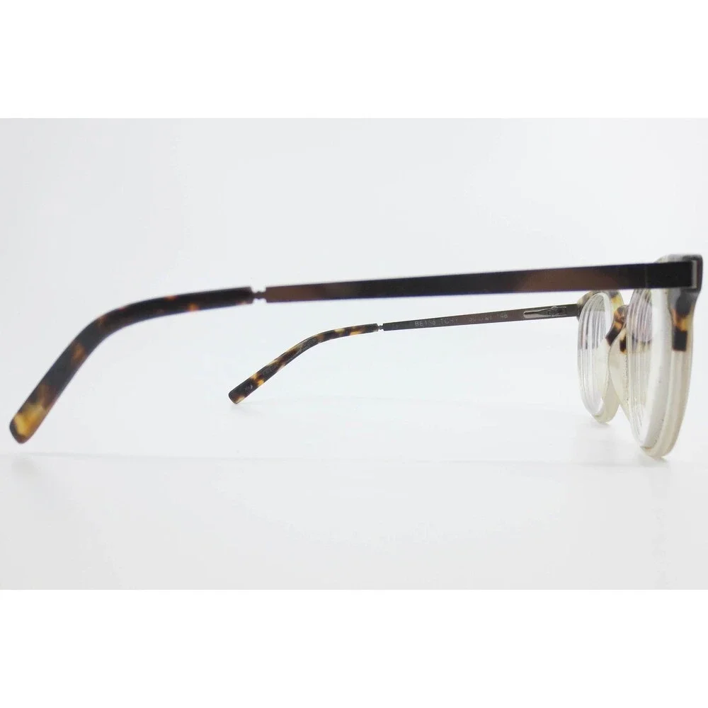 B.E. Bevel BE155 TCR Eyeglasses Round Teak Tortoise Clear Crystal Frames